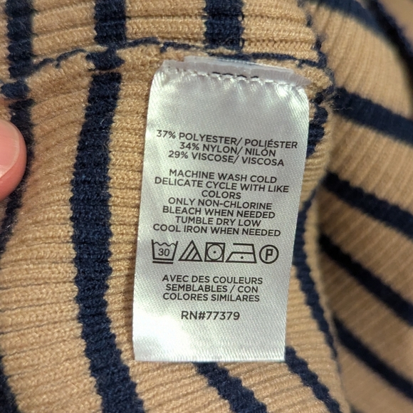 Ann Taylor Ribbed Striped Sweater - Tan/Navy - Picture 6 of 6